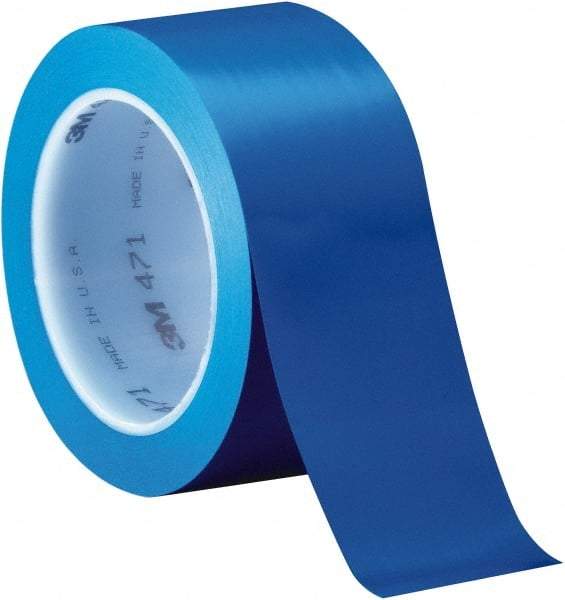 3M - Blue Solid Color Vinyl Tape - 1/4" Wide x 108' Long x 5.2 mil Thick, General Traffic - Apex Tool & Supply
