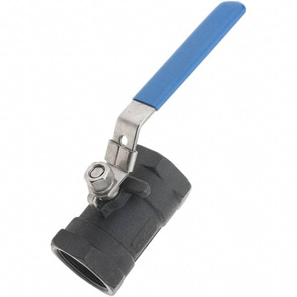 Value Collection - 1-1/2" Pipe, Carbon Steel Standard Ball Valve - 1 Piece, NPT Ends, Lever Handle, 2,000 WSP - Apex Tool & Supply