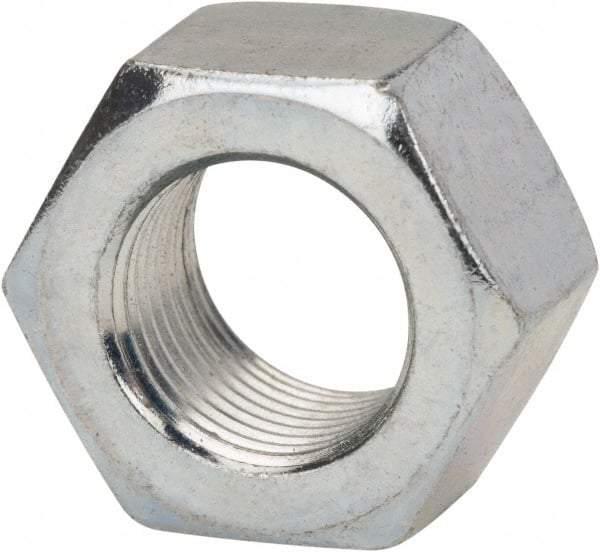 Made in USA - 1/4-20 UNC Steel Right Hand Hex Nut - 7/16" Across Flats, 7/32" High, Zinc Clear Finish - Apex Tool & Supply