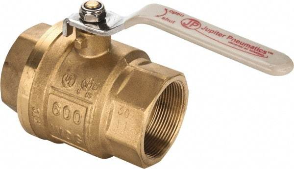 Value Collection - 2" Pipe, Full Port, Brass UL Listed Ball Valve - Inline - Two Way Flow, FNPT x FNPT Ends, Lever Handle, 600 WOG, 150 WSP - Apex Tool & Supply