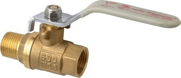 Value Collection - 3/8" Pipe, Full Port, Brass Full Port Ball Valve - Inline - Two Way Flow, MNPT x FNPT Ends, Lever Handle, 600 WOG, 150 WSP - Apex Tool & Supply