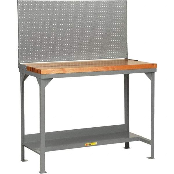 Little Giant - 72 Wide x 30" Deep x 36" High, Butcher Block Workbench - 1-3/4" Butcher Block Top, Fixed Legs, Gray - Apex Tool & Supply