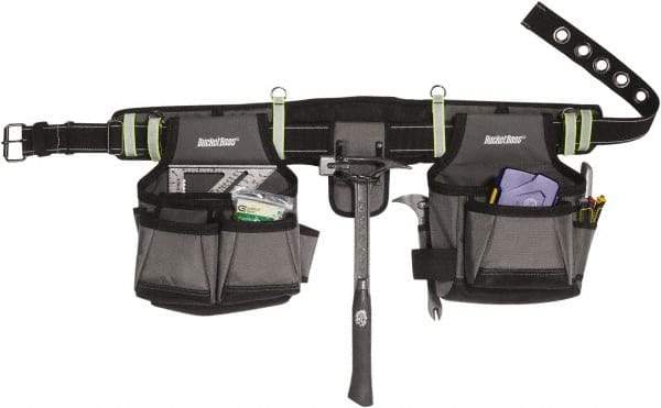Bucket Boss - 1 to 52" Waist Tool Rig - 29 Pocket, Gray, Polyester - Apex Tool & Supply