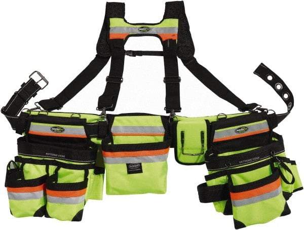 Bucket Boss - 1 to 52" Waist Tool Rig - 29 Pocket, Yellow, Polyester - Apex Tool & Supply