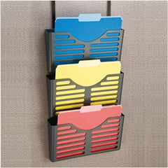 Universal One - 13-1/2" Wide x 4-3/4" Deep x 28" High, 3 Compartments, Plastic Wall File - Charcoal, 13-1/2" Compartment Width x 3" Compartment Depth x 7" Compartment Height - Apex Tool & Supply