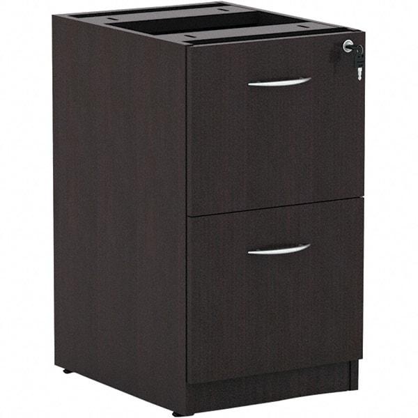 ALERA - 15" Wide x 28-1/2" High x 20-1/2" Deep, 2 Drawer Pedestal - Woodgrain Laminate, Espresso - Apex Tool & Supply