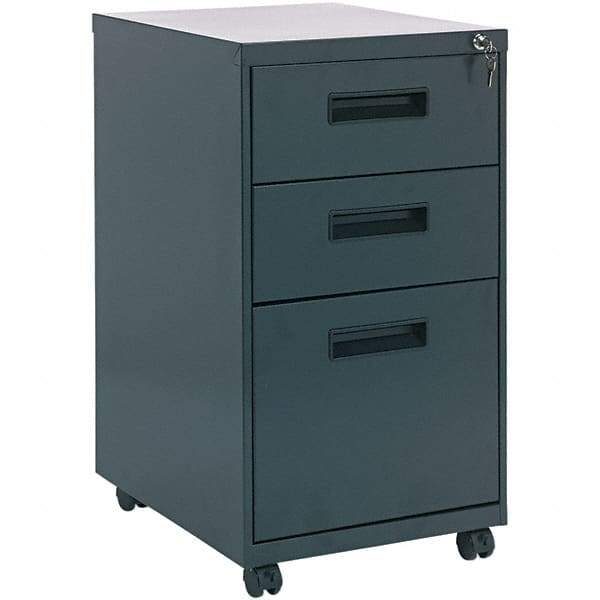 ALERA - 14" Wide x 27-3/4" High x 19-1/8" Deep, 3 Drawer Pedestal - Steel, Charcoal - Apex Tool & Supply