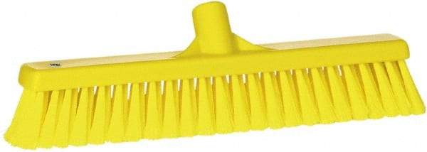 Vikan - 16" Fine Particle Synthetic Push Broom - 2" Bristle Length, Plastic Block, European Threaded Handle Connection - Apex Tool & Supply