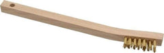 Osborn - 3 Rows x 7 Columns Brass Scratch Brush - 1-7/16" Brush Length, 7-3/4" OAL, 7/16" Trim Length, Wood Curved Handle - Apex Tool & Supply