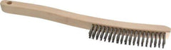 Osborn - 3 Rows x 19 Columns Stainless Steel Scratch Brush - 6" Brush Length, 13-11/16" OAL, 1-1/8" Trim Length, Wood Curved Handle - Apex Tool & Supply