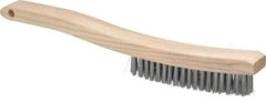 Osborn - 4 Rows x 18 Columns Steel Plater's Brush - 5-3/4" Brush Length, 13-1/4" OAL, 1" Trim Length, Wood Curved Handle - Apex Tool & Supply