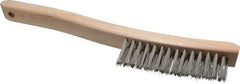 Osborn - 3 Rows x 14 Columns Stainless Steel Scratch Brush - 13-3/4" OAL, 1-1/2" Trim Length, Wood Curved Handle - Apex Tool & Supply