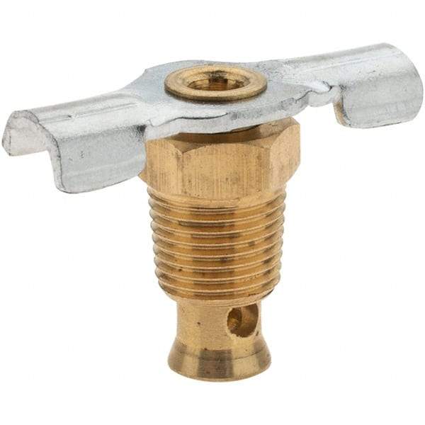 Value Collection - 1/8" Pipe, External Seat Drain Cock & Shutoff Valve - 1/8 Thread, 150 Max psi, 1-1/8" Long - Apex Tool & Supply