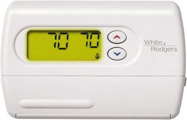 White-Rodgers - 45 to 90°F, 1 Heat, 1 Cool, Digital Nonprogrammable Heat Pump Thermostat - 0 to 30 Volts, Horizontal Mount, Push Button Switch - Apex Tool & Supply