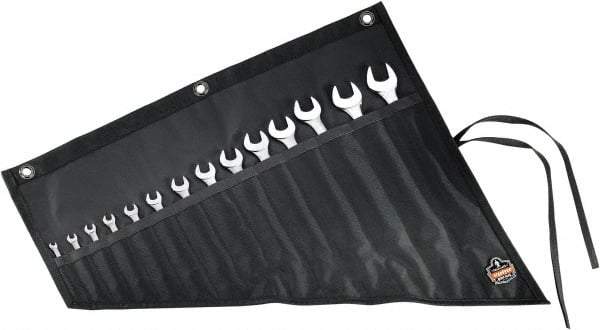 Ergodyne - 14 Pocket Gray Ballistic Polyester Tool Roll - 22" Wide x 26-1/2" Deep x 1" High - Apex Tool & Supply