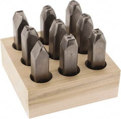C.H. Hanson - 9 Piece, 1/2" Character Steel Stamp Set - Figures, Heavy Duty - Apex Tool & Supply