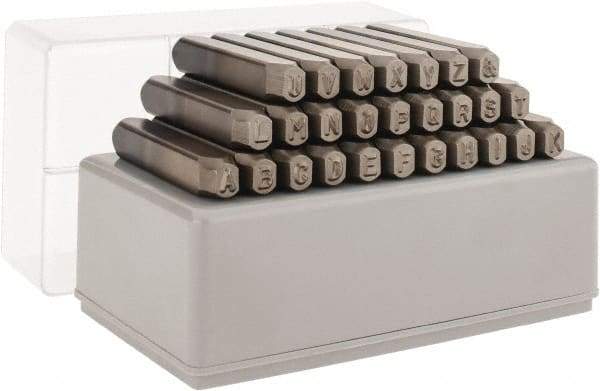 C.H. Hanson - 27 Piece, 3/16" Character Steel Stamp Set - Letters, Reverse - Apex Tool & Supply