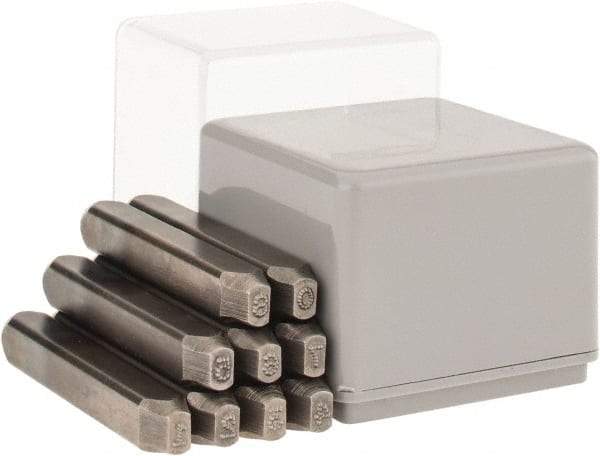 C.H. Hanson - 9 Piece, 1/8" Character Steel Stamp Set - Figures, Low Stress Round Face Dot - Apex Tool & Supply