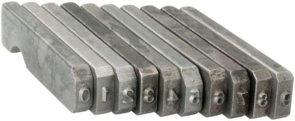C.H. Hanson - 10 Piece, 1/16 Inch Character, Steel Type Set - 10 Character Capacity, 0-9 Content - Apex Tool & Supply