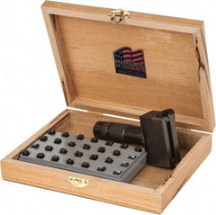 C.H. Hanson - 51 Piece, 1/8 Inch Character, Steel Type Set - 15 Character Capacity, Letter Set A-Z, Number Set 0-9, Dash, 3 Blank Spacers, Ea of 1-9, A, E and Wood Box with Plastic Insert - Apex Tool & Supply