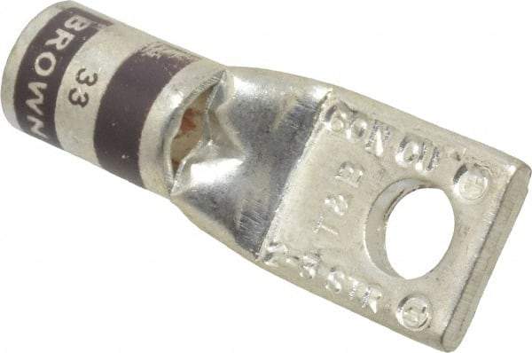 Thomas & Betts - 2 AWG Noninsulated Compression Connection Square Ring Terminal - 1/4" Stud, 1-1/2" OAL x 0.59" Wide, Tin Plated Copper Contact - Apex Tool & Supply