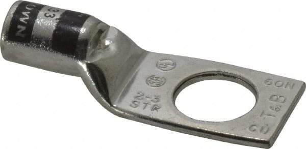 Thomas & Betts - 2 AWG Noninsulated Compression Connection Square Ring Terminal - 1/2" Stud, 1.92" OAL x 3/4" Wide, Tin Plated Copper Contact - Apex Tool & Supply
