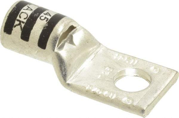 Thomas & Betts - 2/0 AWG Noninsulated Compression Connection Square Ring Terminal - 3/8" Stud, 1.93" OAL x 0.83" Wide, Tin Plated Copper Contact - Apex Tool & Supply