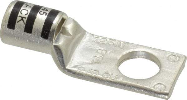 Thomas & Betts - 2/0 AWG Noninsulated Compression Connection Square Ring Terminal - 1/2" Stud, 2-1/4" OAL x 0.83" Wide, Tin Plated Copper Contact - Apex Tool & Supply