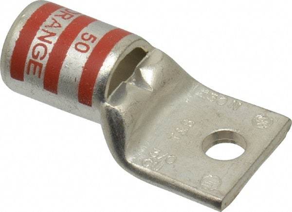 Thomas & Betts - 3/0 AWG Noninsulated Compression Connection Rectangle Ring Terminal - 1/4" Stud, 1-3/4" OAL x 0.92" Wide, Tin Plated Copper Contact - Apex Tool & Supply