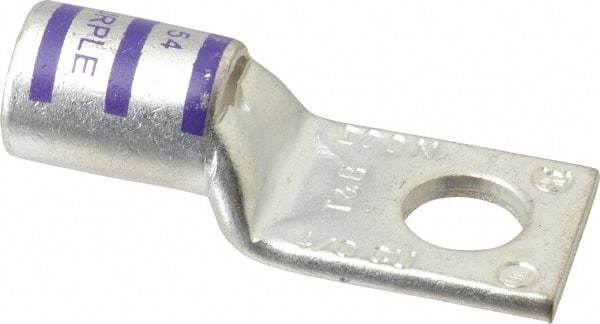 Thomas & Betts - 4/0 AWG Noninsulated Compression Connection Square Ring Terminal - 1/2" Stud, 2-1/2" OAL x 1.03" Wide, Tin Plated Copper Contact - Apex Tool & Supply