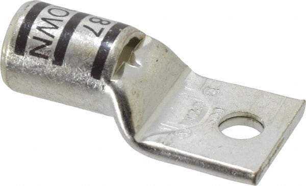 Thomas & Betts - 500 kcmil Wire Noninsulated Compression Connection Square Ring Terminal - 1/2" Stud, 3.3" OAL x 1.61" Wide, Tin Plated Copper Contact - Apex Tool & Supply