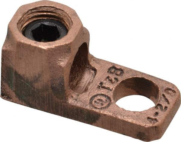 Thomas & Betts - 4-2/0 AWG Noninsulated Lug Connection D Shaped Ring Terminal - 3/8" Stud, 1-21/32" OAL x 23/32" Wide, Tin Plated Copper Contact - Apex Tool & Supply