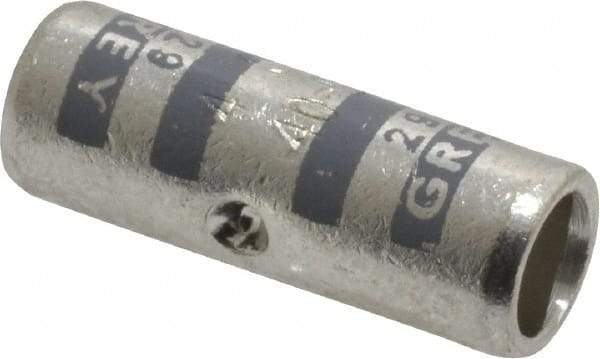 Thomas & Betts - 4 AWG Compatible, Noninsulated, Crimp-On Butt Splice Terminal - 2 Wire Entries, Copper Contacts, Tin Contact Plating, 1" OAL, Gray - Apex Tool & Supply
