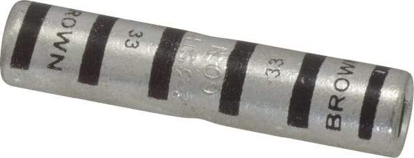 Thomas & Betts - 2 AWG Compatible, Noninsulated, Crimp-On Butt Splice Terminal - 2 Wire Entries, Copper Contacts, Tin Contact Plating, 1.88" OAL, Brown - Apex Tool & Supply