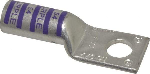 Thomas & Betts - 4/0 AWG Noninsulated Compression Connection Rectangle Ring Terminal - 1/2" Stud, 2.95" OAL x 1.03" Wide, Tin Plated Copper Contact - Apex Tool & Supply