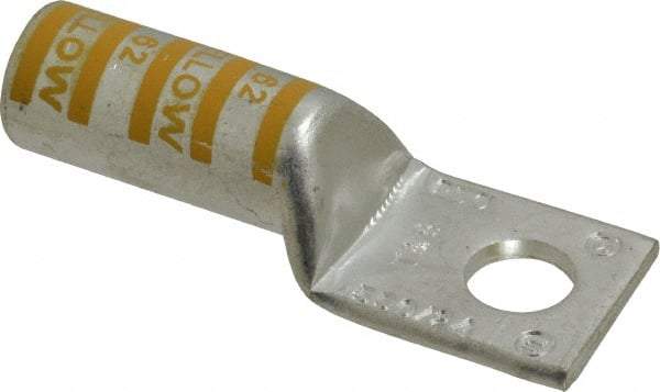 Thomas & Betts - 250 kcmil Wire Noninsulated Compression Connection Square Ring Terminal - 1/2" Stud, 3.15" OAL x 1.13" Wide, Tin Plated Copper Contact - Apex Tool & Supply