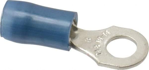 Thomas & Betts - 18-14 AWG Partially Insulated Crimp Connection D Shaped Ring Terminal - #8 Stud, 0.89" OAL x 0.31" Wide, Tin Plated Copper Contact - Apex Tool & Supply