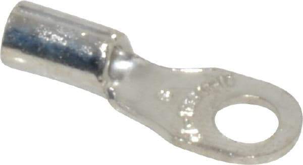 Thomas & Betts - 18-14 AWG Noninsulated Crimp Connection D Shaped Ring Terminal - #6 Stud, 0.72" OAL x 1/4" Wide, Tin Plated Copper Contact - Apex Tool & Supply