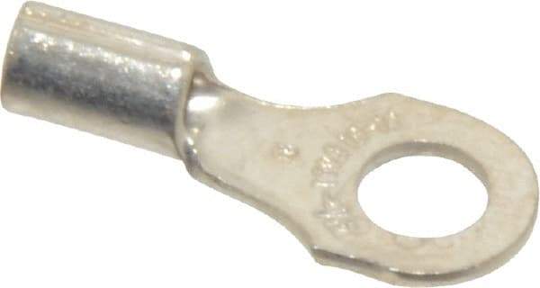 Thomas & Betts - 18-14 AWG Noninsulated Crimp Connection D Shaped Ring Terminal - #8 Stud, 3/4" OAL x 0.31" Wide, Tin Plated Copper Contact - Apex Tool & Supply