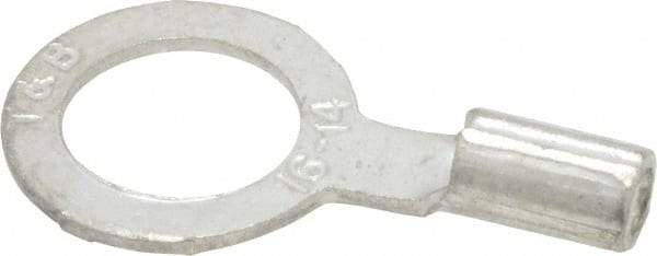 Thomas & Betts - 18-14 AWG Noninsulated Crimp Connection D Shaped Ring Terminal - 5/16" Stud, 0.93" OAL x 1/2" Wide, Tin Plated Copper Contact - Apex Tool & Supply
