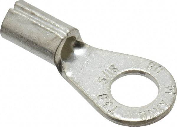 Thomas & Betts - 8 AWG Noninsulated Crimp Connection Circular Ring Terminal - 5/16" Stud, 1.32" OAL x 0.59" Wide, Tin Plated Copper Contact - Apex Tool & Supply