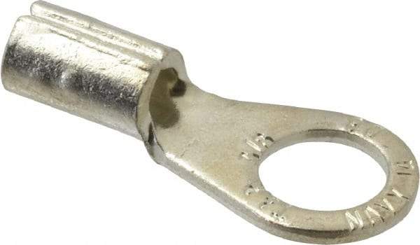 Thomas & Betts - 8 AWG Noninsulated Crimp Connection Circular Ring Terminal - 3/8" Stud, 1.32" OAL x 0.59" Wide, Tin Plated Copper Contact - Apex Tool & Supply