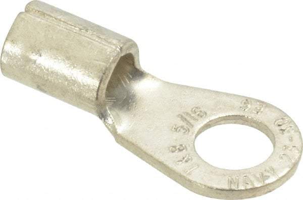 Thomas & Betts - 6 AWG Noninsulated Crimp Connection Circular Ring Terminal - 5/16" Stud, 1.32" OAL x 0.6" Wide, Tin Plated Copper Contact - Apex Tool & Supply
