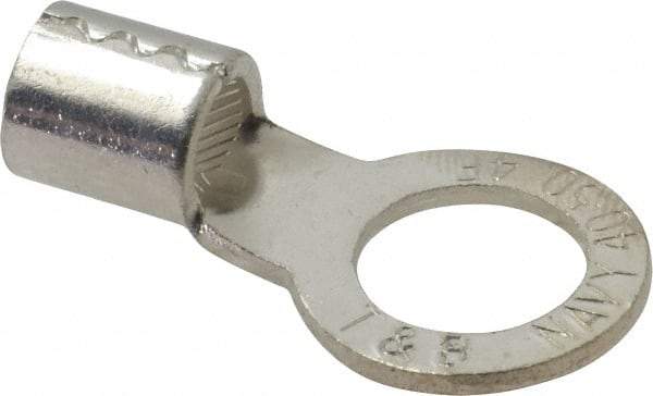 Thomas & Betts - 4 AWG Noninsulated Crimp Connection Circular Ring Terminal - 1/2" Stud, 1.52" OAL x 0.82" Wide, Tin Plated Copper Contact - Apex Tool & Supply