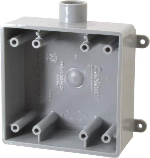 Thomas & Betts - 2 Gang, (1) 1/2" Knockout, PVC Rectangle Switch Box - 117.35mm Overall Height x 142.24mm Overall Width x 50.29mm Overall Depth, Weather Resistant - Apex Tool & Supply