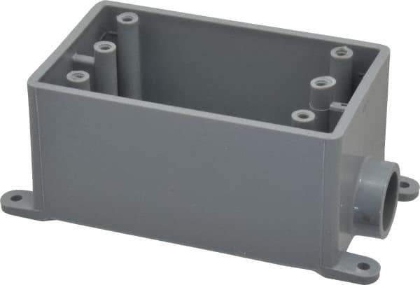 Thomas & Betts - 1 Gang, (1) 1/2" Knockout, PVC Rectangle Junction Box - 144.78mm Overall Height x 71.1mm Overall Width x 61.5mm Overall Depth, Weather Resistant - Apex Tool & Supply