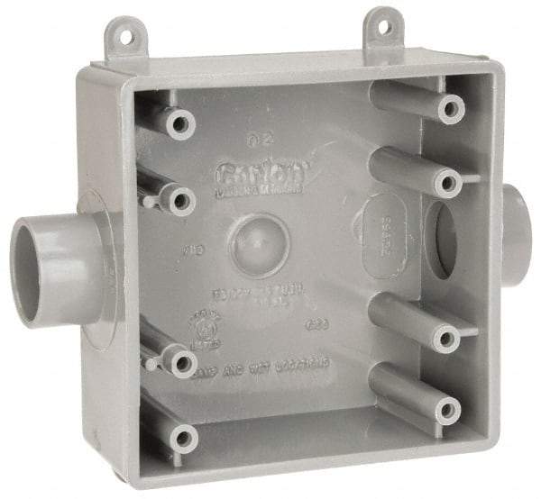 Thomas & Betts - 2 Gang, (2) 3/4" Knockouts, PVC Square Switch Box - 4.62" Overall Height x 4.62" Overall Width x 1.98" Overall Depth, Weather Resistant - Apex Tool & Supply