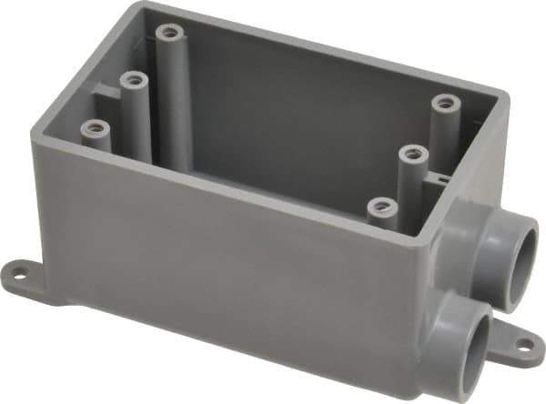 Thomas & Betts - 1 Gang, (2) 1/2" Knockouts, PVC Rectangle Junction Box - 115.3mm Overall Height x 98.4mm Overall Width x 61.5mm Overall Depth, Weather Resistant - Apex Tool & Supply