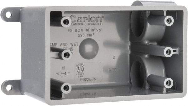 Thomas & Betts - 1 Gang, (2) 3/4" Knockouts, PVC Rectangle Junction Box - 115.3mm Overall Height x 98.4mm Overall Width x 61.5mm Overall Depth, Weather Resistant - Apex Tool & Supply