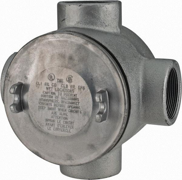 Thomas & Betts - (4) 2" Knockouts, Iron Round Junction Box - 5-3/4" Overall Width x 4.06" Overall Depth - Apex Tool & Supply